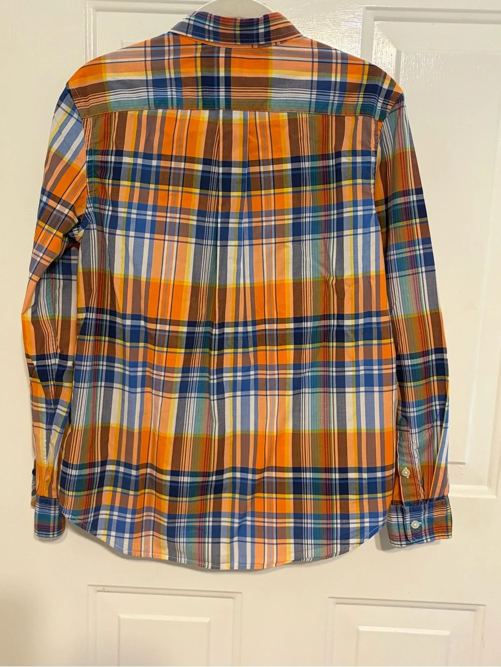 Ralph Lauren Boy’s Classic Orange Plaid Button Down  Shirt Size 14-16 EUC